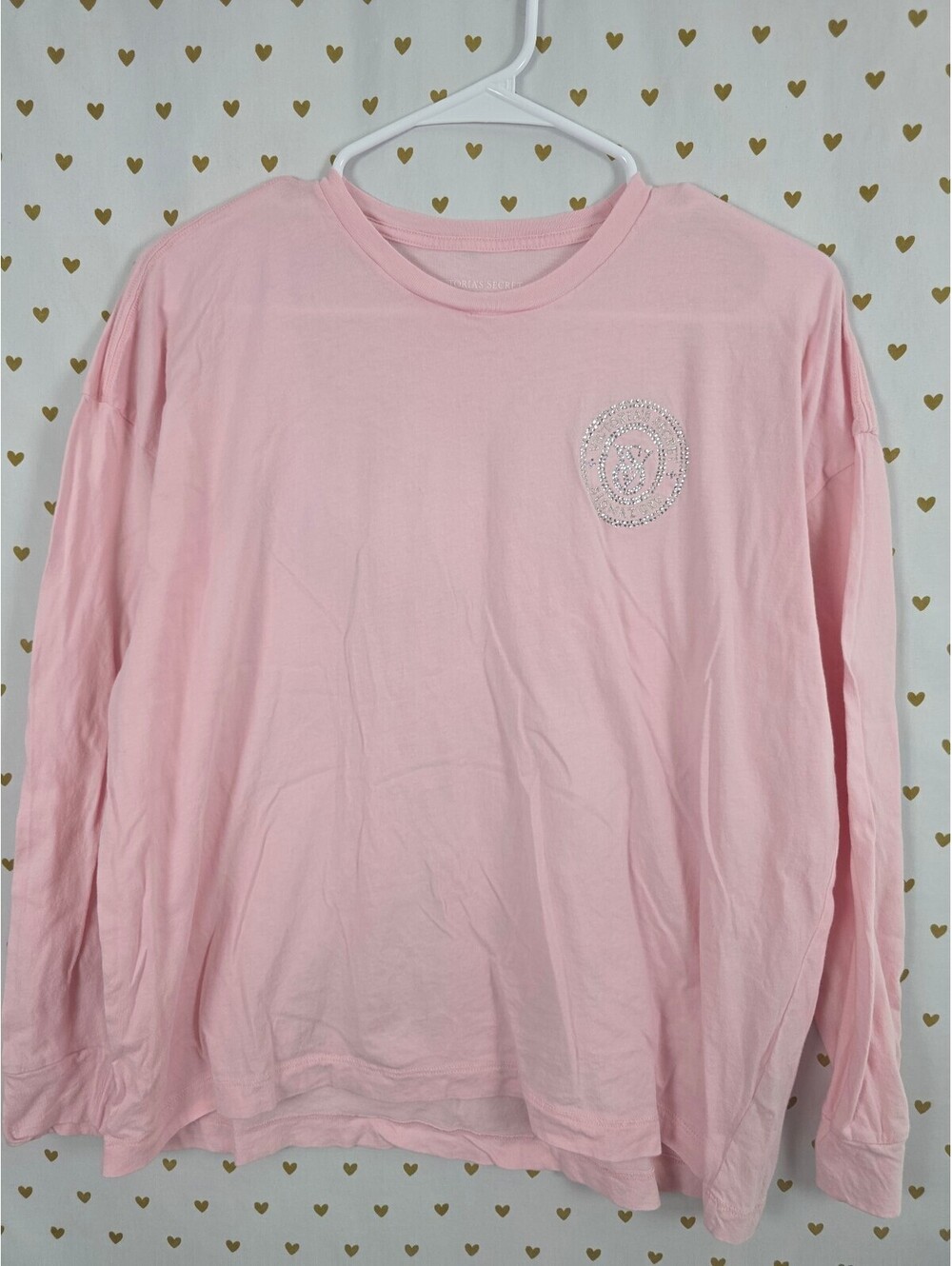 Victorias Secret PINK Signature Bling Logo Long sleeve Tee shirt Small